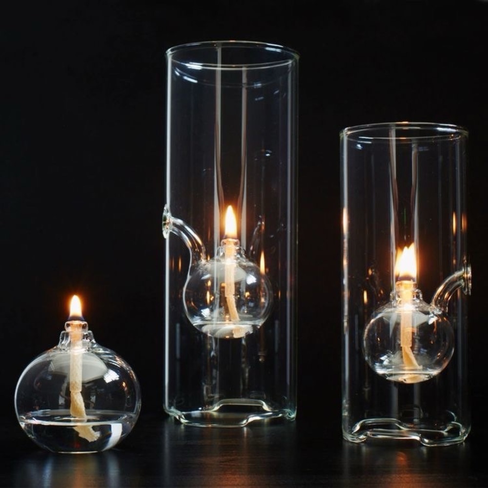 Glass Oil Lamp Clear No Wick Wolfard HandBlown Scientific Glass USA 5 3/4" Small